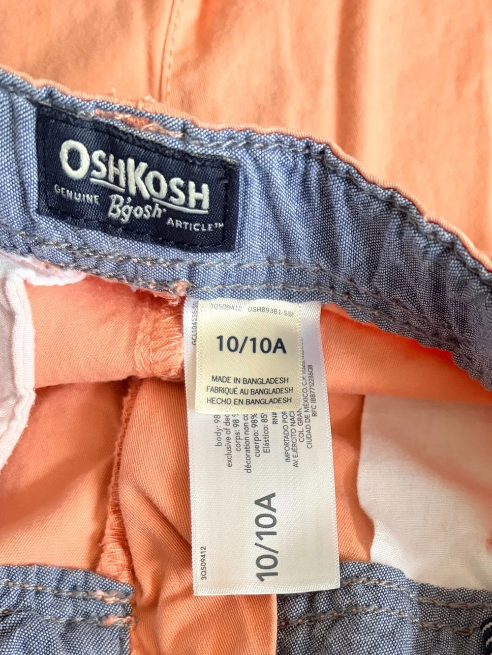 Oshkosh B’gosh++ Boys Lot of 3 Navy/Orange/Chambray Casual Shorts Bundle - 10